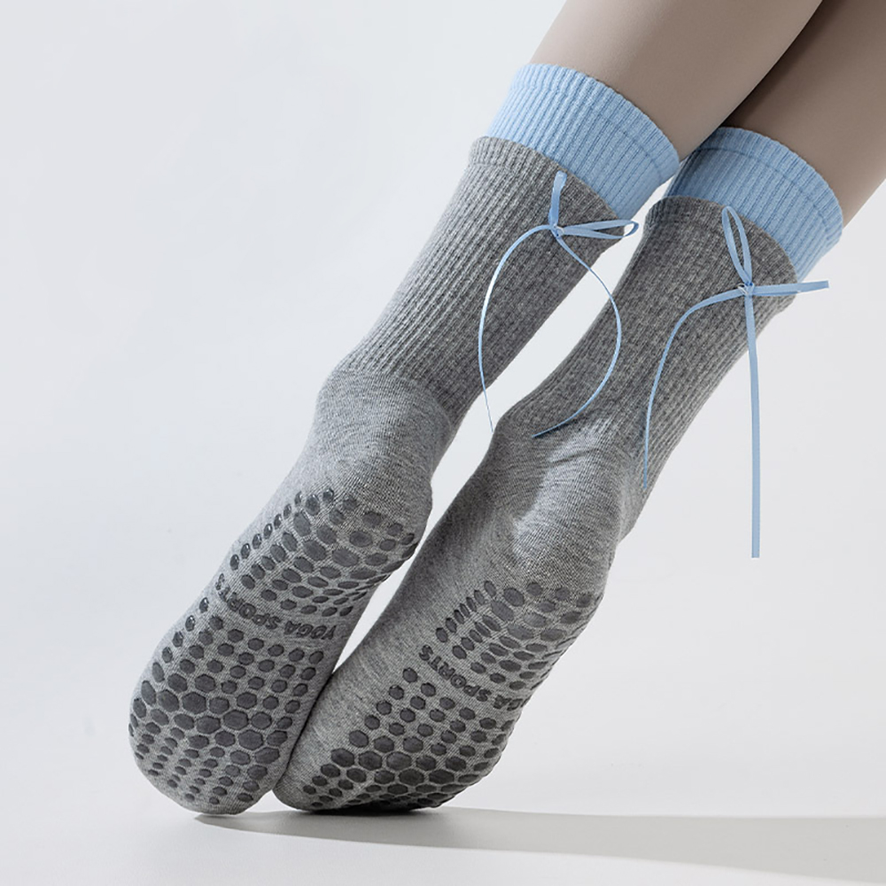 Pilates Yoga Hose - Trend Double Stack Yoga Socks Bowknot