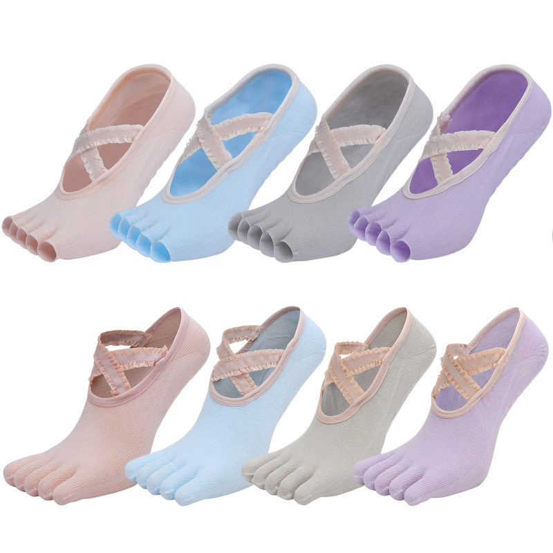 Pilates Yoga And Gym - Five Finger Yoga Socks Lace Cross