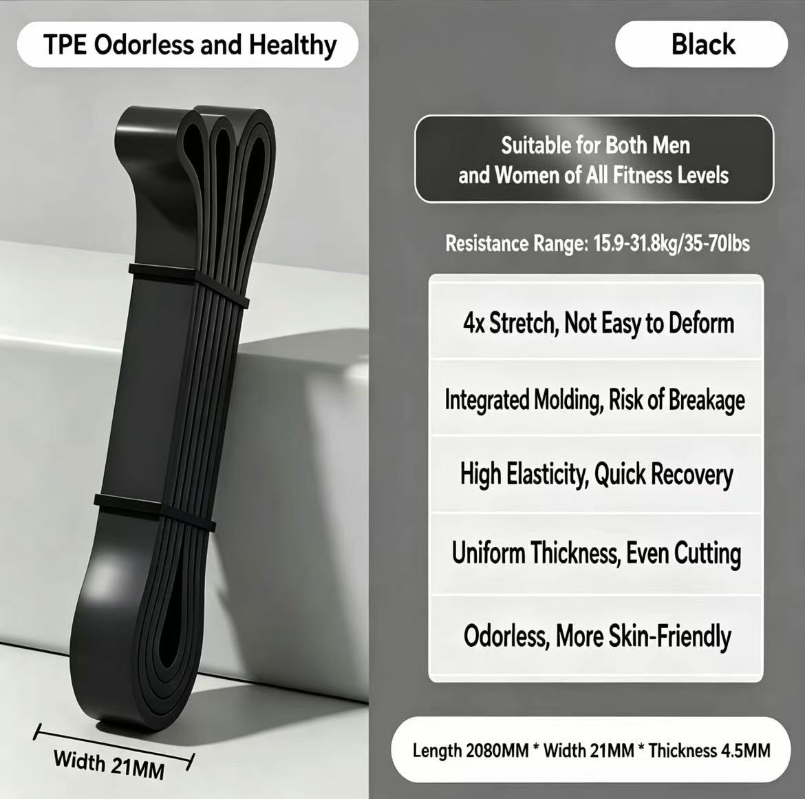 TPE Resistance Bands 6 Levels  - огляд і ціна Pilates And Yoga Difference